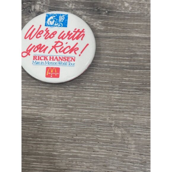 Rick Hansen Man In Motion World Tour 85' 87' McDonalds Vintage Button - Picture 3 of 5